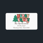 Retro Rustic Merry och Bright Adressetikett<br><div class="desc">Så trendiget! Retro Rustic Merry och Bright-etiketten är perfekt för hela paketen</div>