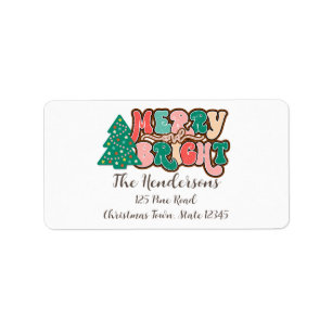 Retro Rustic Merry och Bright Adressetikett