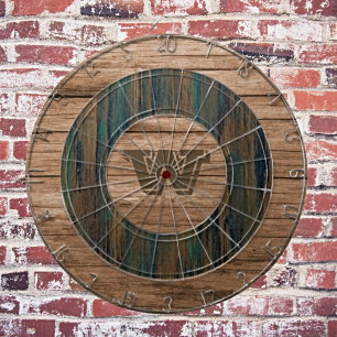 Retro Rustic Monogrammed Wood Darttavla
