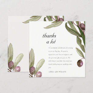RETRO RUSTIC OLIVE WATERCOLOR FOLIAGE BRÖLLOP TACK KORT