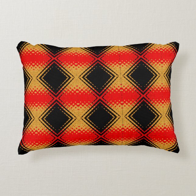 Retro Rustic Red Black Guld Mönster Prydnadskudde (Framsidan)