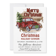 Retro Rustic Red Lastbil, julmiddag Helgdag