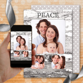 Retro Rustic Wood-julfotoport Julkort