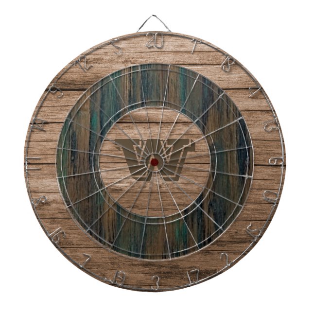 Retro Rustic Wood Personalized Dartboard Darttavla (Framsidan)