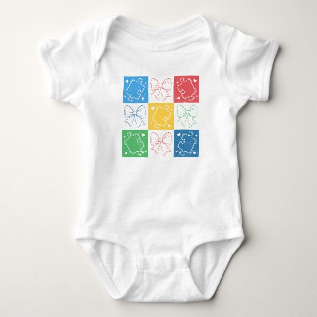 Retro Rutig Autism Medvetenhet Coquette Bow T Shirt (Framsida)