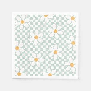 Retro-rutig Daisy mint födelsedag Pappersservett