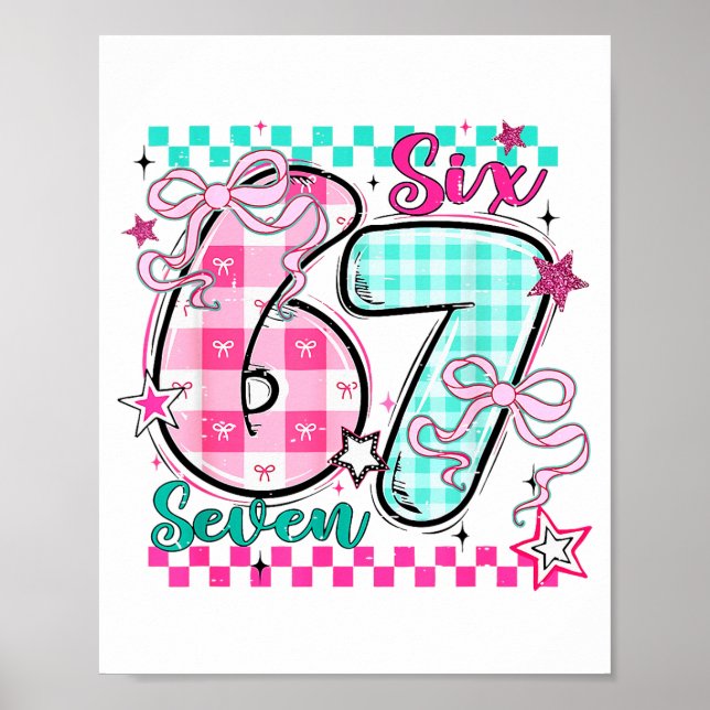 Retro Rutiga Alla Hjärtans Dag Sex Sju Meme 67 Vir Poster (Framsidan)