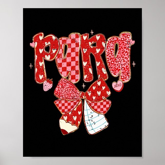 Retro Rutiga Coquette Slinga Penn Para Lärare V Poster (Framsidan)