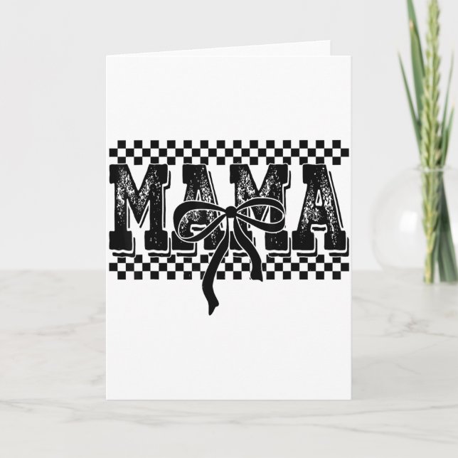 Retro Rutiga Mama Coquette Båge Mama Blommig Mal Kort (Framsida)