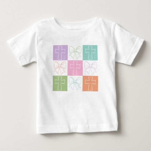 Retro Rutiga Påskkors Coquette Slöja T Shirt (Framsida)
