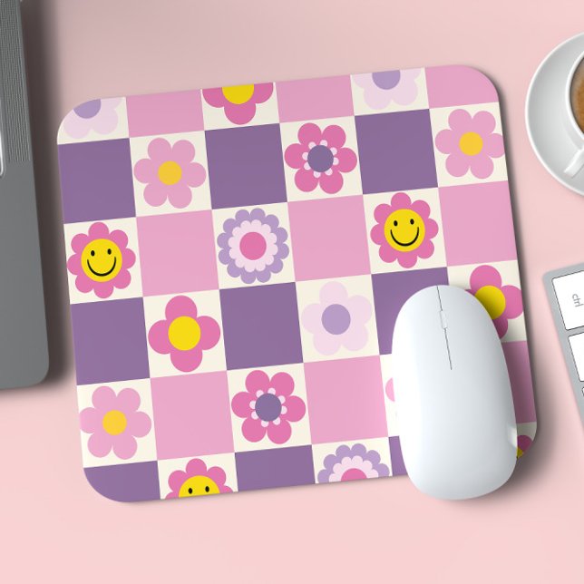 Retro Rutigt Blommönster Y2K Musmatta (Skapare uppladdad)
