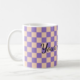 Retro Rutigt Lila Sött Kaffemugg