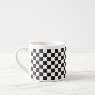 Retro rutigt mönster för svartvit klassiker espressomugg