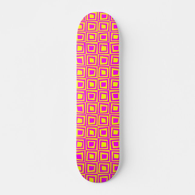 Retro-rutor - Magenta på Gult Mini Skateboard Bräda 18,7 Cm (Framsida)