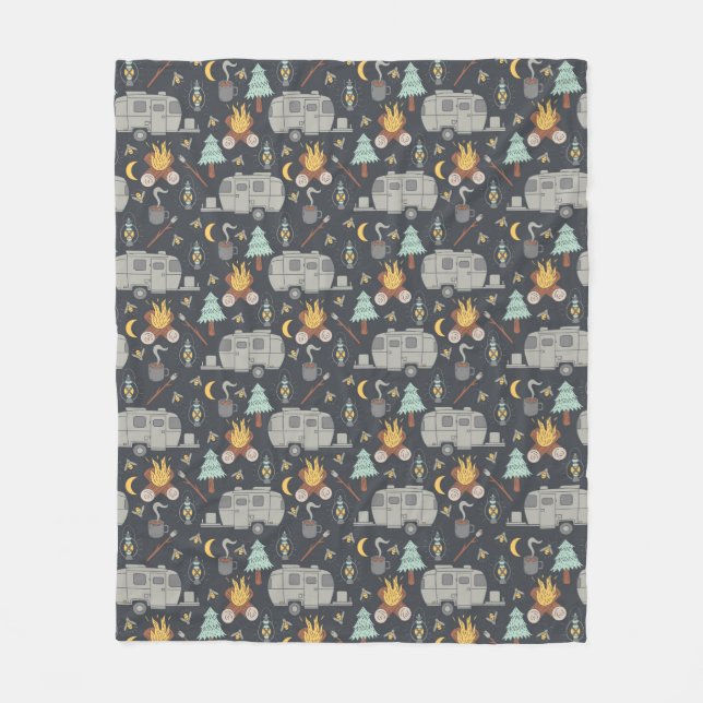 Retro RV Camping Fleece Blanket (Framsidan)