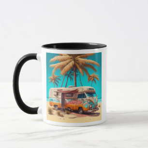 Retro RV och Handflatan Träd Mugg