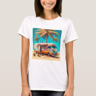 Retro RV och Handflatan Träd T Shirt