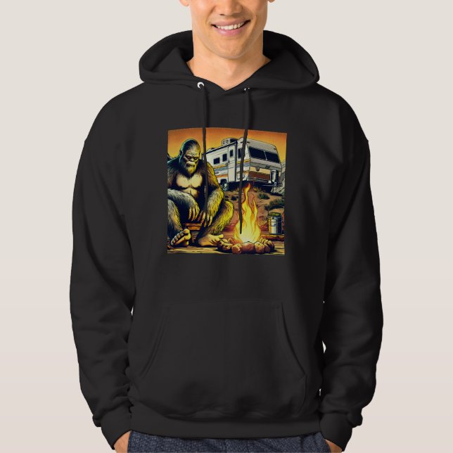 Retro RV Sasquatch Camping Hoodie (Framsida)