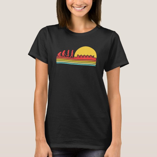 Retro Rwing Evolution Rowboat Paddling Canoeing K T Shirt (Framsida)