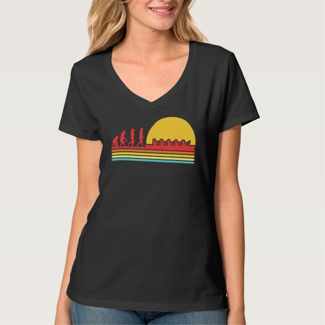 Retro Rwing Evolution Rowboat Paddling Canoeing K T Shirt (Framsida)