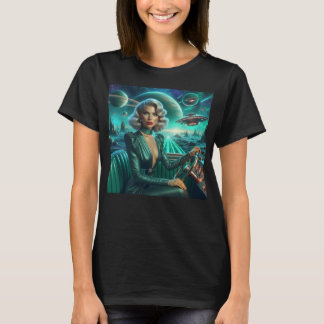Retro Rymd Flicka T Shirt