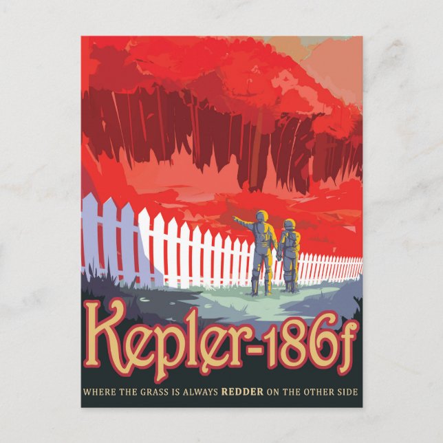 Retro rymdaffisch för Kepler-186f. Vykort (Framsida)
