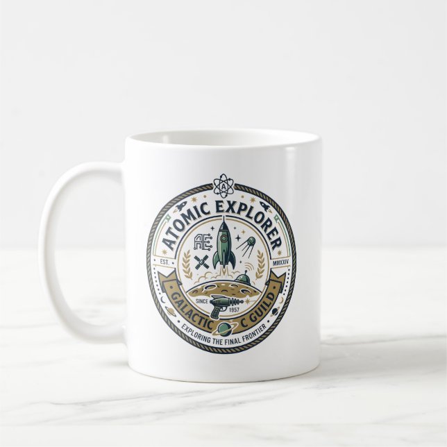 Retro rymdäventyr - Klassiskt raketmärke Kaffemugg (Vänster)