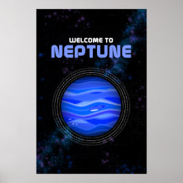 Retro Rymden Art med Planet Neptune Poster