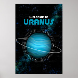 Retro Rymden Art med Planet Uranus Poster