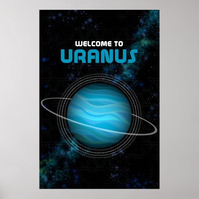 Retro Rymden Art med Planet Uranus Poster (Framsidan)