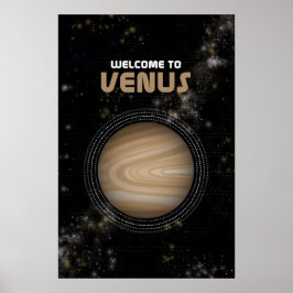 Retro Rymden Art med Planet Venus Poster