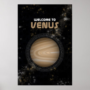 Retro Rymden Art med Planet Venus Poster