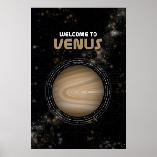 Retro Rymden Art med Planet Venus Poster