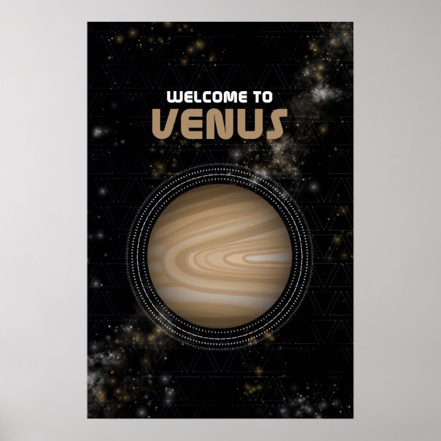 Retro Rymden Art med Planet Venus Poster (Framsidan)