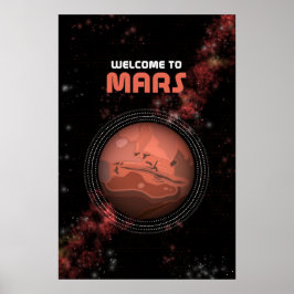 Retro Rymden Mars Solar System Art Poster