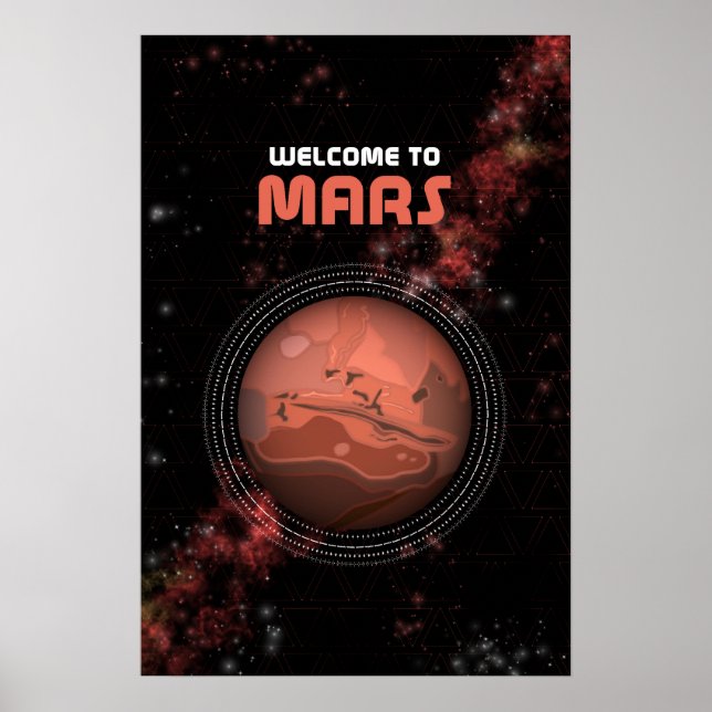 Retro Rymden Mars Solar System Art Poster (Framsidan)