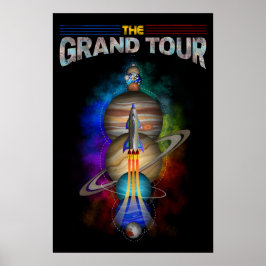 Retro Rymden med Space Frakt and Planets Poster