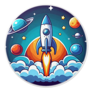 Retro, rymden-raketer knopp