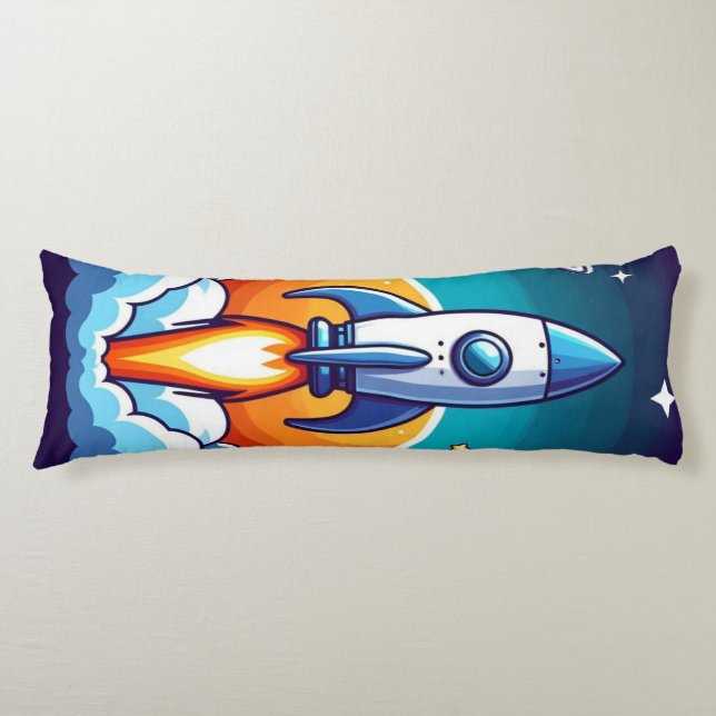 Retro, rymden-raketer kroppskudde (Framsidan)