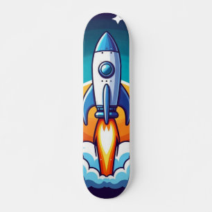 Retro, rymden-raketer mini skateboard bräda 18,5 cm
