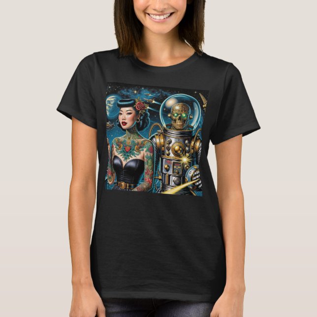Retro Rymdforskare T Shirt (Framsida)