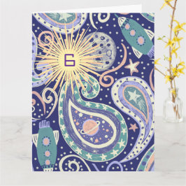 Retro rymdgalax födelsedagskort kort