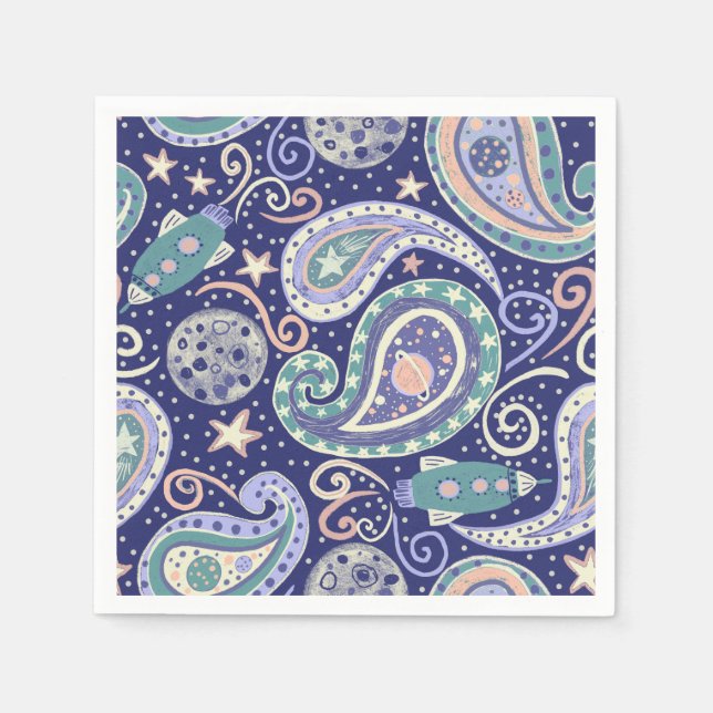 Retro rymdgalaxdesign pappersservett (Framsidan)
