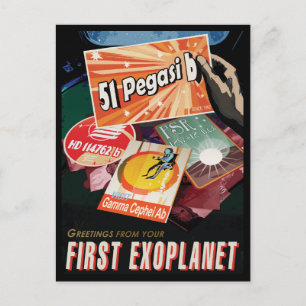 Retro rymdplakat-Exoplanet upptäckt 51 Pegasi B Vykort