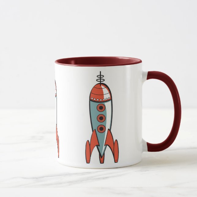 retro rymdraket, retro rymdraket, retro r... mugg (Höger)