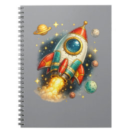 Retro rymdraket start spiral anteckningsbok