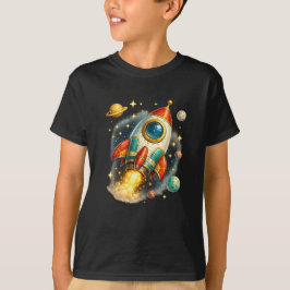 Retro rymdraketuppskjutning barn t-shirt