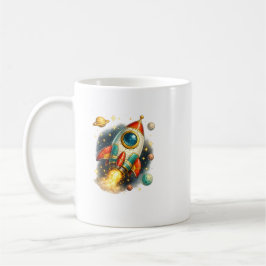 Retro rymdraketuppskjutning keramisk kaffemugg