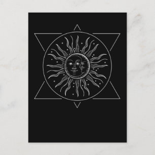 Retro rymdstjärnor sol måne stjärnbild vykort