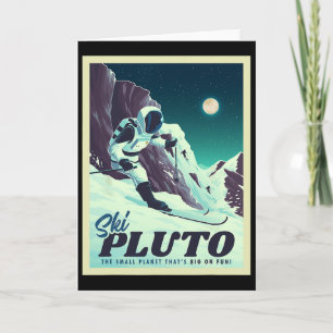 Retro Rymdturism Skidåkning Pluto Skidåkare Kort